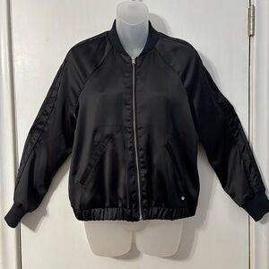Abercrombie & Fitch Black Satin Look Bomber Jacket  Womens
